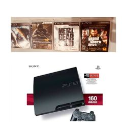 Sony PlayStation 3 (PS3) 160GB and 4 game discs.