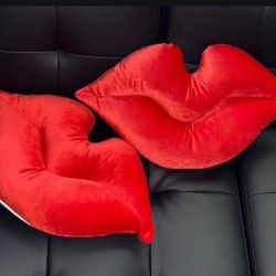 Two Red Plush Lip Shape Pillows By Room Essentials 