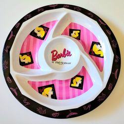 Vintage 90s FAO schwarz Barbie large divided platter tray  Zak designs plastic 