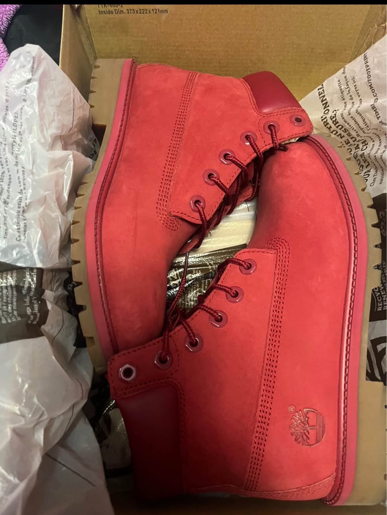 Red New Timberlands SIZE 5/S MEDIUM FITS LIKE WOMENS 8