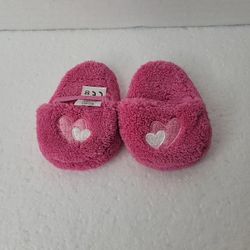 American Girl I Love Pets Pink Fuzzy Slippers with Hearts