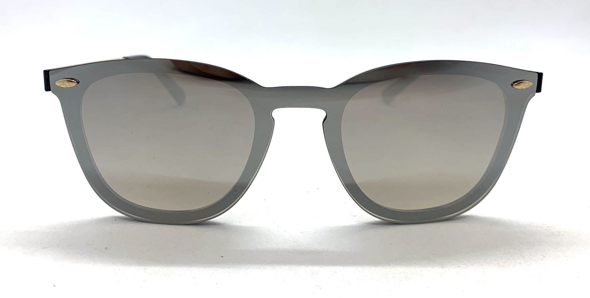 JIM HALO Black Rimless Sunglasses Mirror Reflective Sun Glasses for Women Men Eb