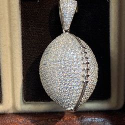 Real Sterling Silver Football Iced out Charm