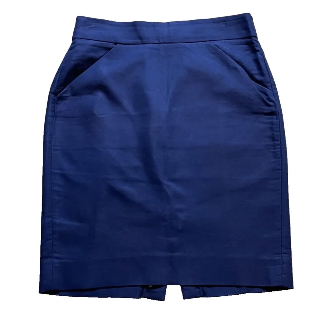 J. Crew 37415 Navy Blue Double-Serge Cotton Kick Pleat Short Pencil Skirt 00