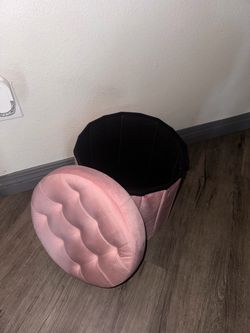 Pink Velvet Tufted Storage Ottoman