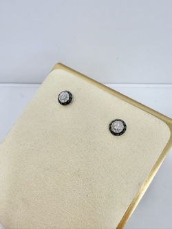 14k White Gold Black & White Diamond Stud Earrings 