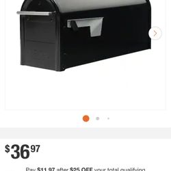 Franklin Black, Medium, Steel, Post Mount Mailbox with Satin Nickel Handle