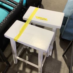 StyleWell Ivory Wood Backless Saddle Counter Stools (Set of 2)