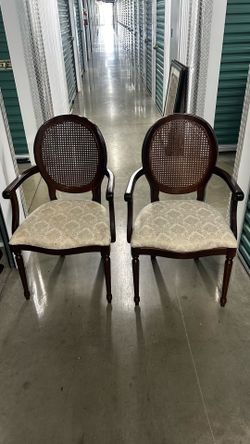 Vintage Bombay Company Cane Back Accent Chairs - Pair (Excellent Condition)