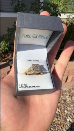 Forever Bride 1 Ct Square Cluster Ring in 10K Yellow Gold