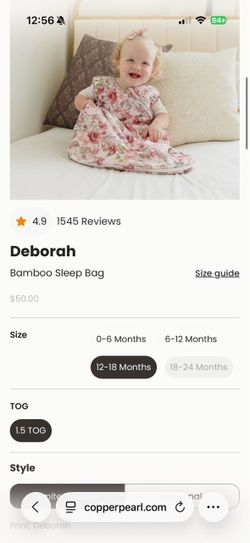 NEW Copper Pearl Debroh Sleep Sack 1.5 TOG