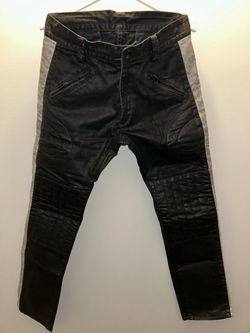 Denim Supply Ralph Lauren Black Waxed Moto Pants with Gray Side Panels