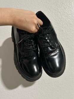 black platforms chunky sole shoes