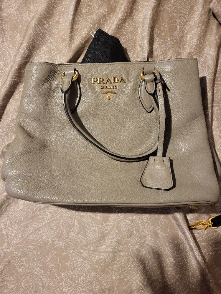 Prada Gray Leather Bag
