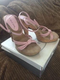 Pink strappy heels