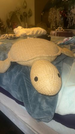 Burlap Turtle Decor Pillow