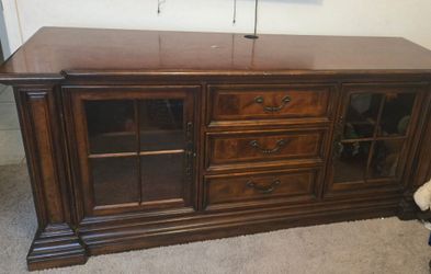 Large solid wood console entertainment center