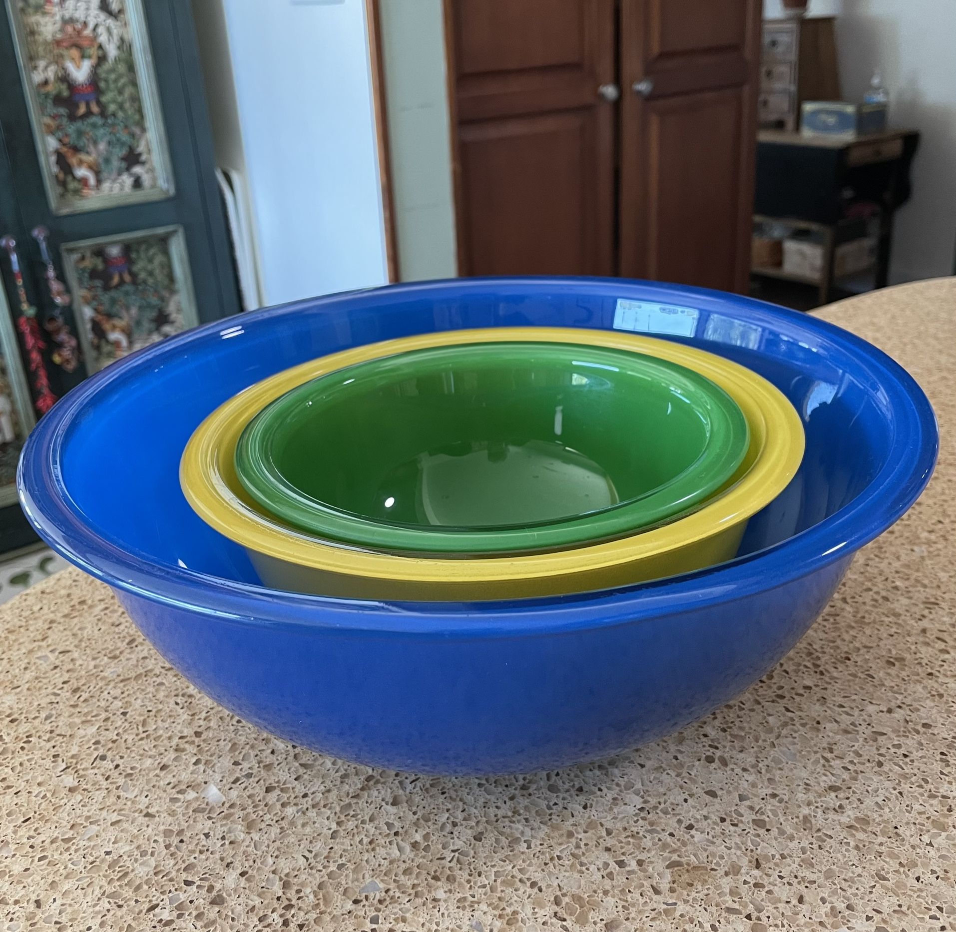 Vintage Pyrex Primary Color Clear Bottom Mixing Bowls