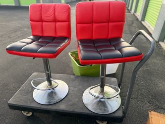 Red and Black Adjustable Bar Stools – Set of 2