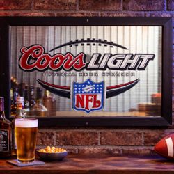 Coors Light NFL Mirror Bar Sign Vintage Style Man Cave Wall Decor