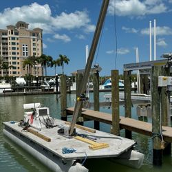 28’ Pontoon Work Boat With Removable Motorized Boom