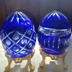 Vintage CZECH bohemian  Colbalt Blue  Eggs