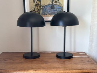 Black Modern Dome Mushroom Lamps 19.5” H Set of 2