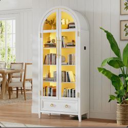 Brand New Arched Storage Display Cabinet With Led Lights, Adjustable Brightness & Smart Human Induction