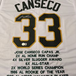 ⚾ Jose Canseco Signed Oakland A’s Jersey #33 – Beckett Witnessed