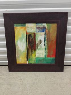 Vintage IKEA HALLARYD Textured Abstract Canvas - Custom Framed 24x24 - Coconut Grove Gallery