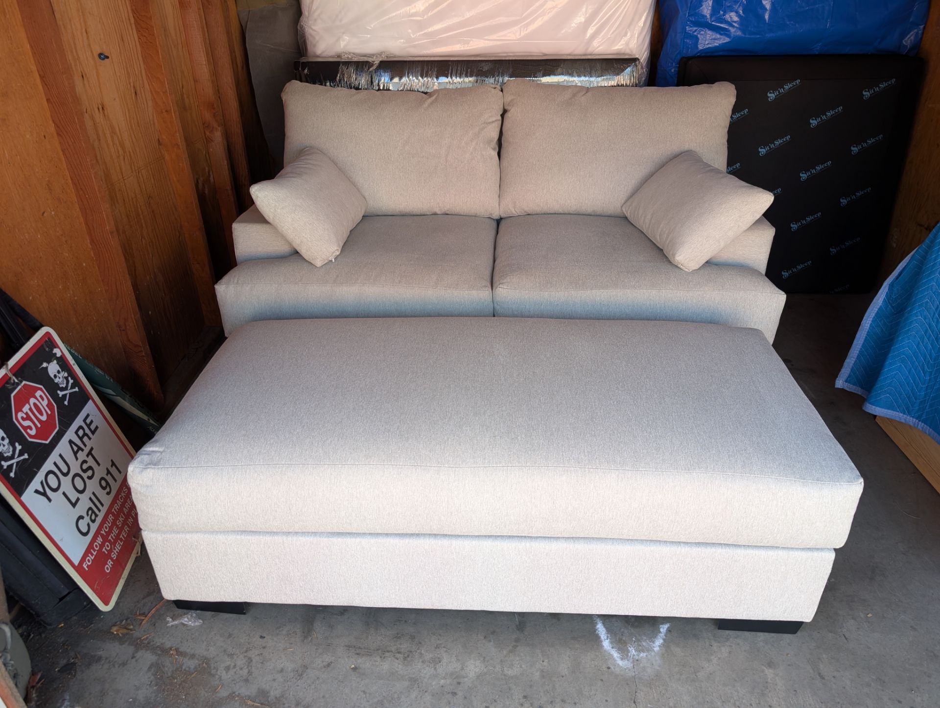 Plush, Down-filled Loveseat and ottoman