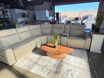 White Leather Power Reclining Sectional from Costco