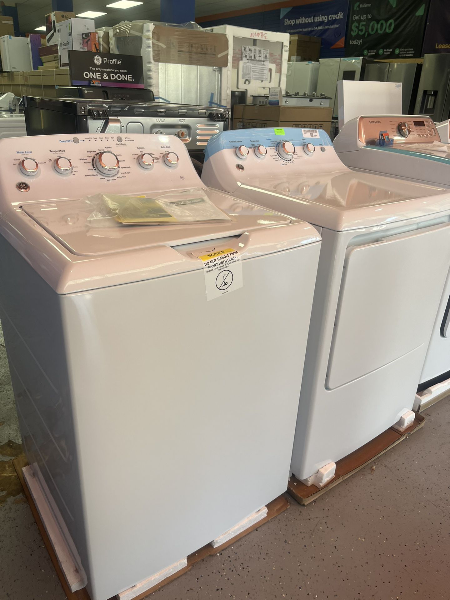 GE Matching Set Top Load Washer & Front Load Dryer