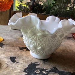 Vintage Old Virginia Glass Signed Milk Glass 