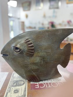 GLENN HEATH SCULPTURE, BRASS FISH, GOOD CONDITION