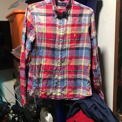Ralph Lauren Button Up Collar Shirt Holiday Plaid Men’s Small 