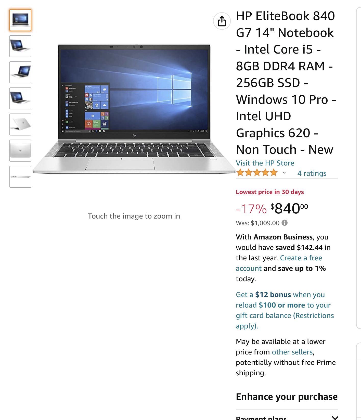 HP EliteBook 840 G7 14 Laptop Core i5
