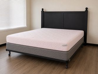 King black wood bed set with mattress