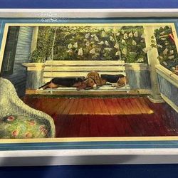 Folding Food Tray With Dog Painting NEW