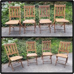 Antique Heywood Wakefield Portland Folding Wood Chairs (4)