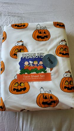 Peanuts Halloween Snoopy Pumpkin Twin Flat Sheet Only - Berkshire Craft Fabric