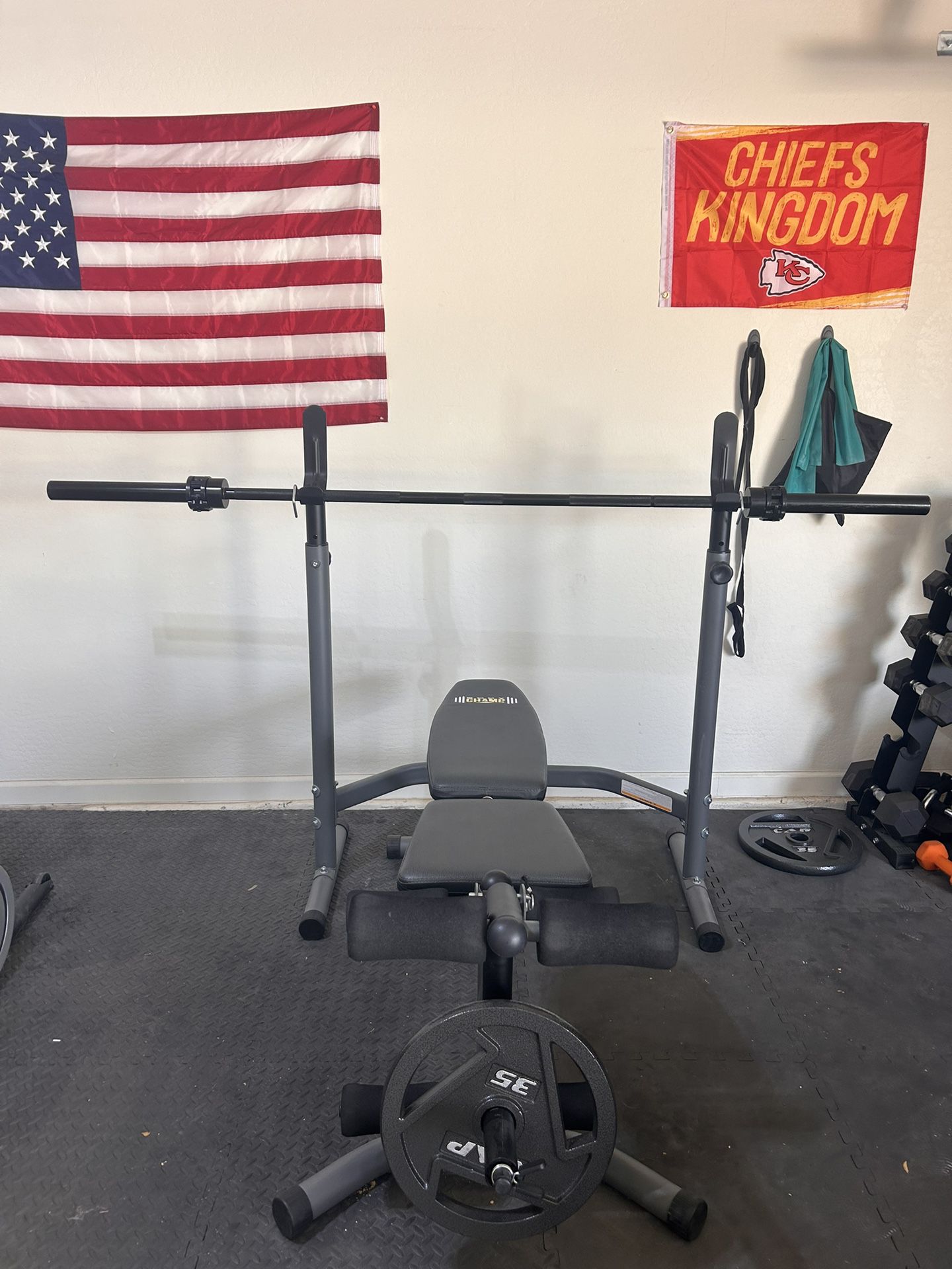 Work Out Bench With Bar Rack