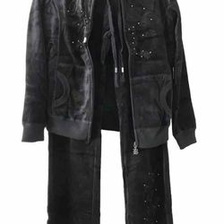 BCBG Maxazria large Black velvet rhinestones Women’s  tracksuit BCRV13587J New, stretchy, comfortable, Rhinestones, velvet material very soft, white r