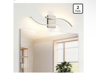 KARTOOSH 2 Pack Brushed Nickel Bathroom Vanity Lights Fixtures Over Mirror Hardwired 3CCT Dimmable Modern Wall Lights for Mirror Kitchen Living Room C