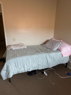 Twin Metal Bed Frame & Mattress