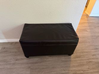 Dark Brown Faux Leather Storage Ottoman