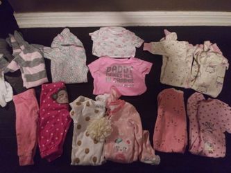 0 to 3 lot girls clothes sleepers onsies