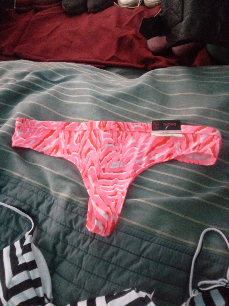 Pink camo thong Large Brand new With tag