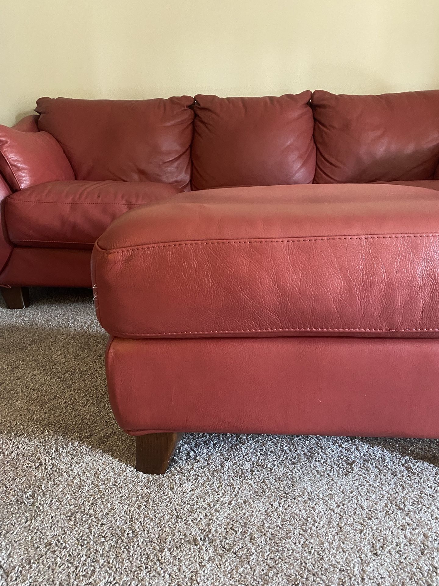 Leather Sofa + Ottoman