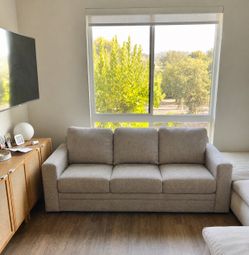 Light Gray Textured 3-Cushion Sofa
